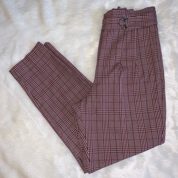 NWT {EXPRESS} High Waist Plaid Pull-On Ankle Pants - Picture 3 of 13